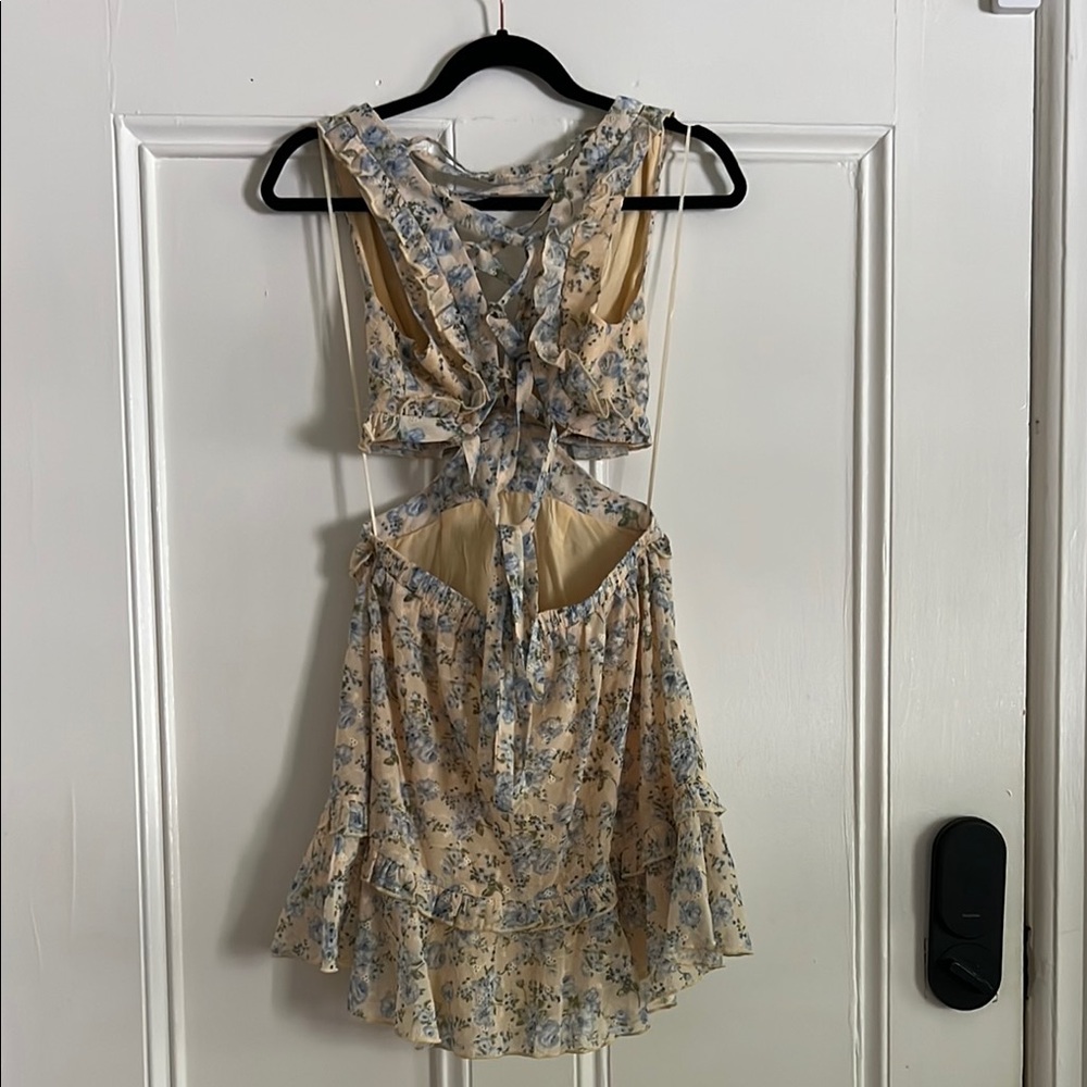 Astr Cream Ruffled Cutout Sundress - Picture 3 of 4